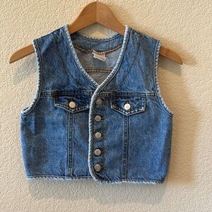 Vintage BONGO Jeans Denim Vest 80s 90s Cropped Made In USA Gene Montesano Size L